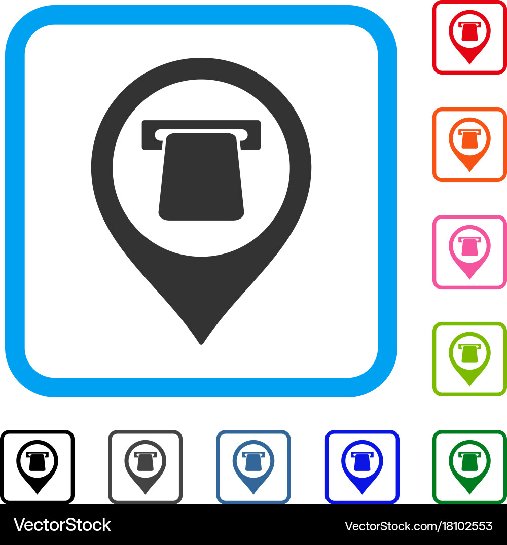 Atm map pointer framed icon vector image
