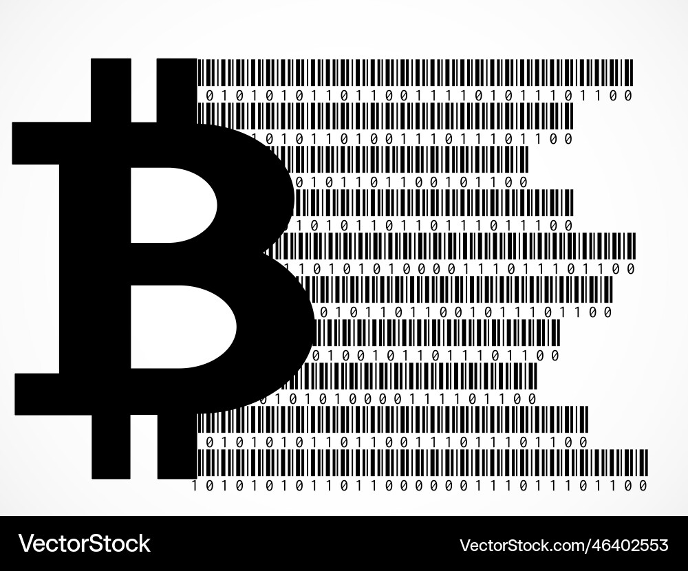 Bitcoin consisting of binary code technology logo Bitcoin consisting of binary code technology logo vector image
