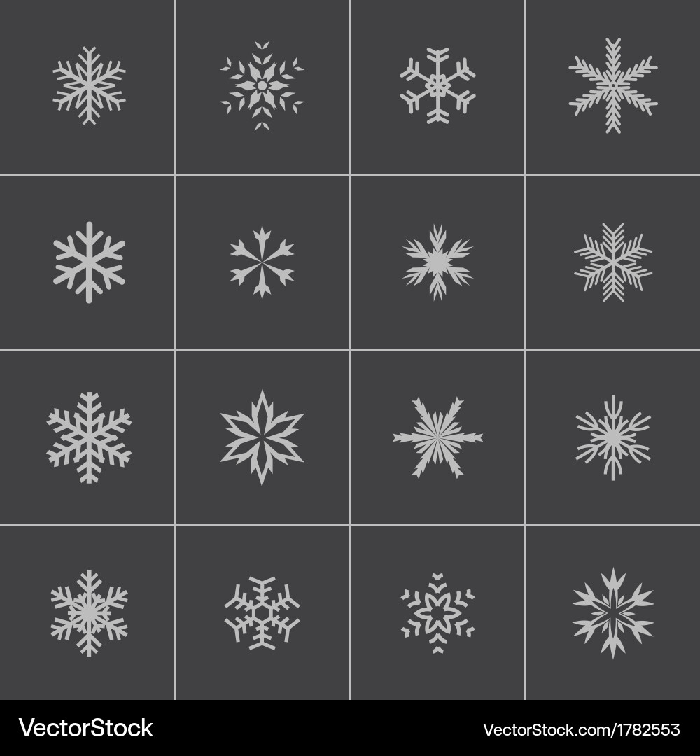 Black Snowflake Icon Set Royalty Free Vector Image