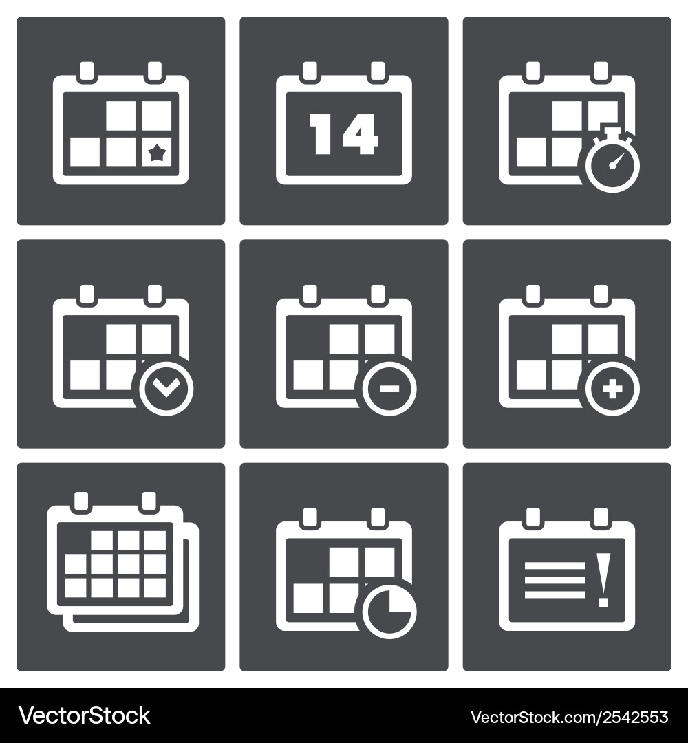 Calendar with notes icon set vector image