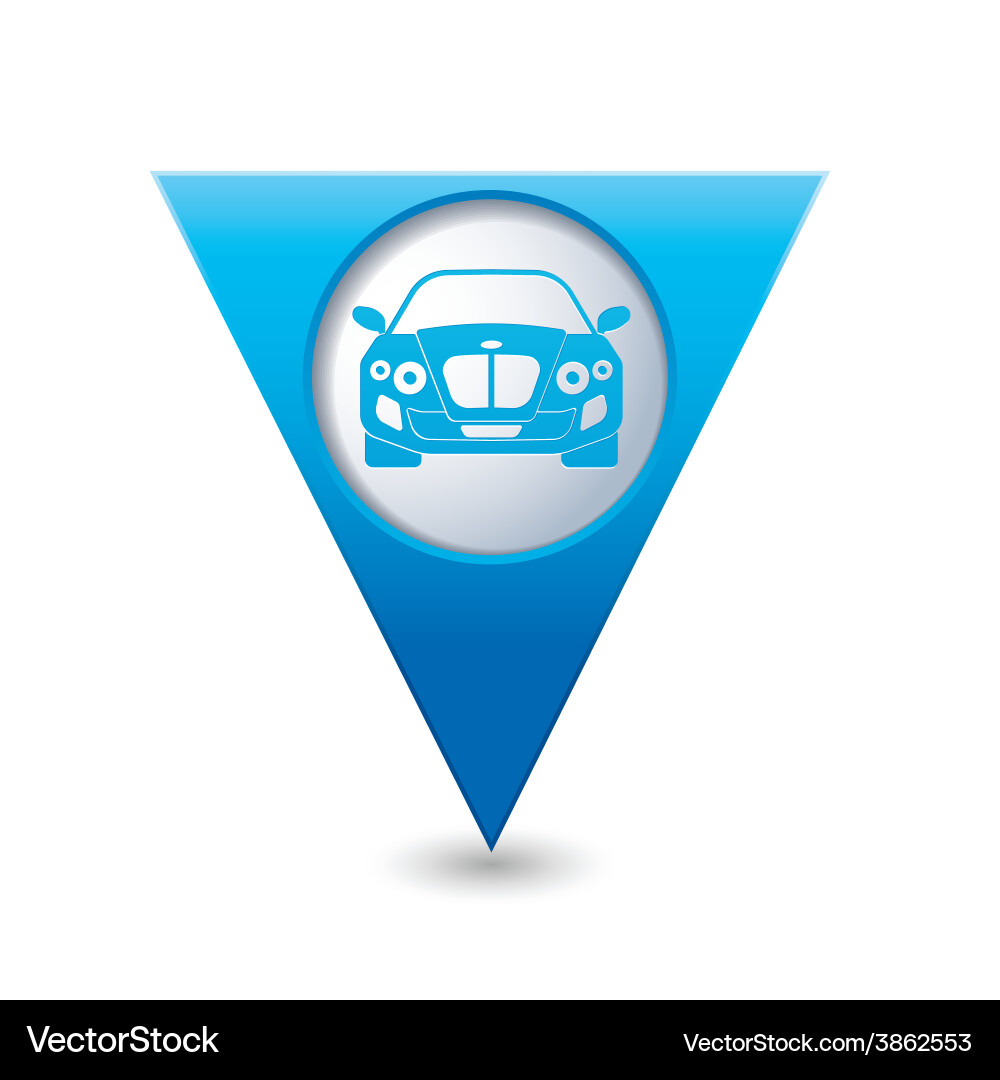 Car blue triangular map pointer vector image