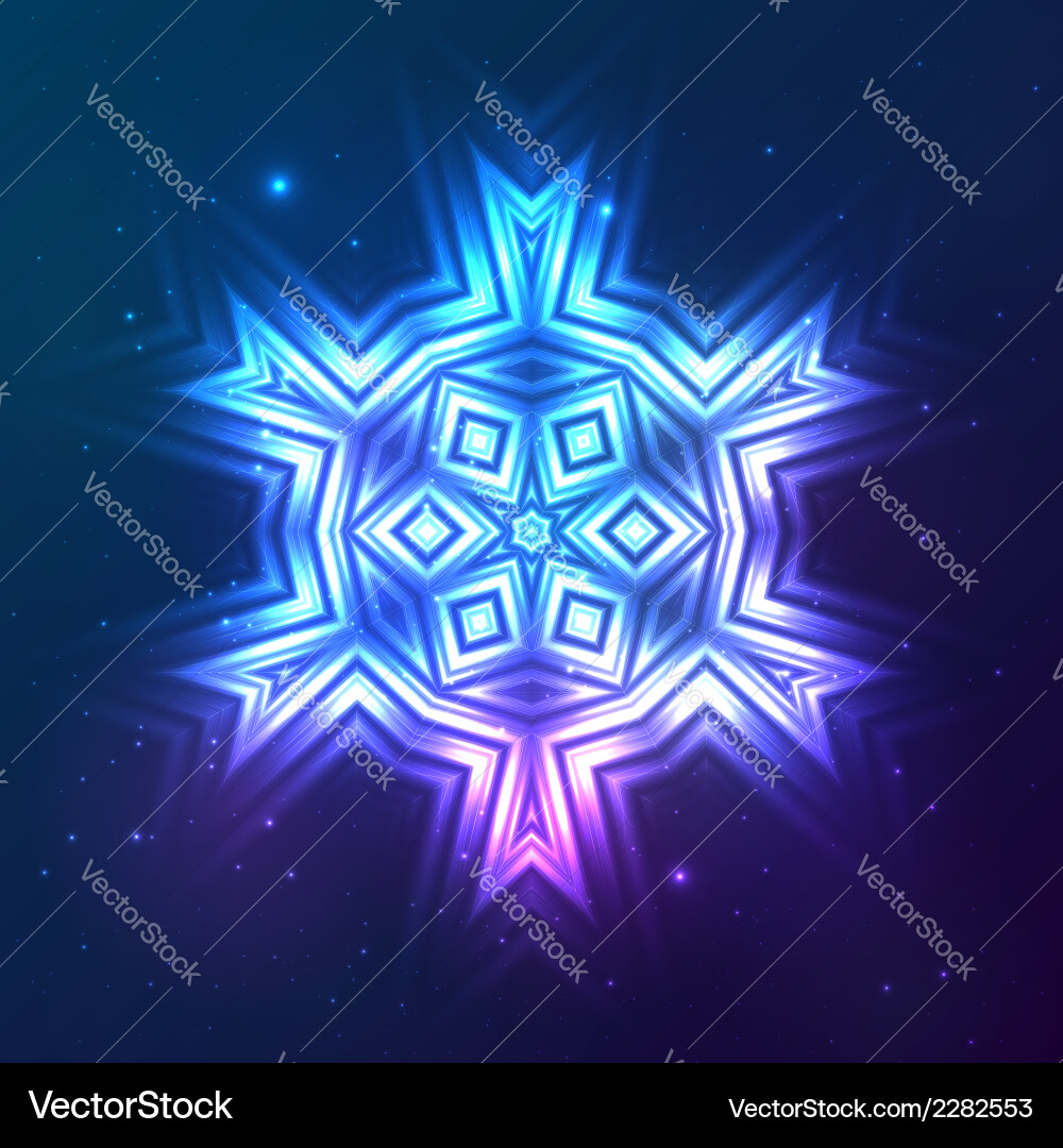 Cosmic shining abstract snowflake vector image