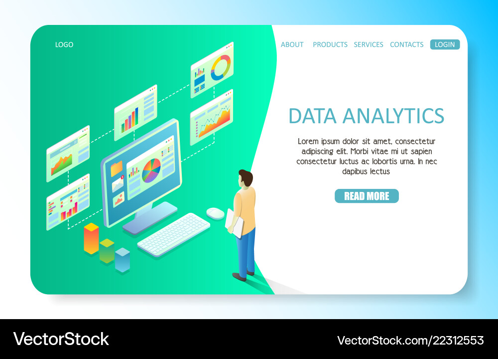 Data Analytics Website Template vector image