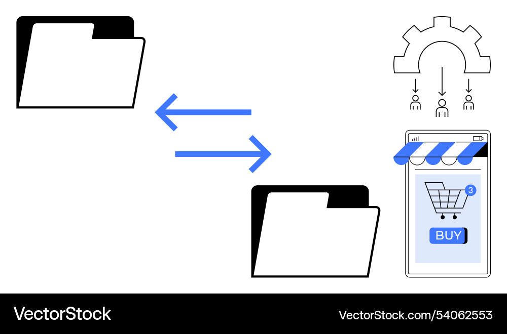 E-commerce data transfer and automation processes vector image