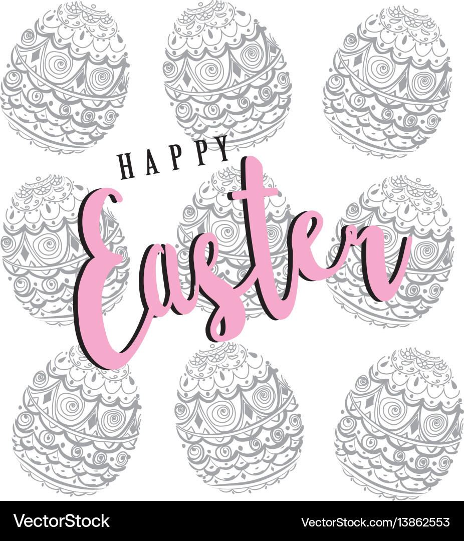 Easter pattern background with eggs vector image