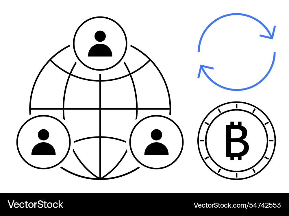 Global connection network with bitcoin and blue Global connection network with bitcoin and blue vector image