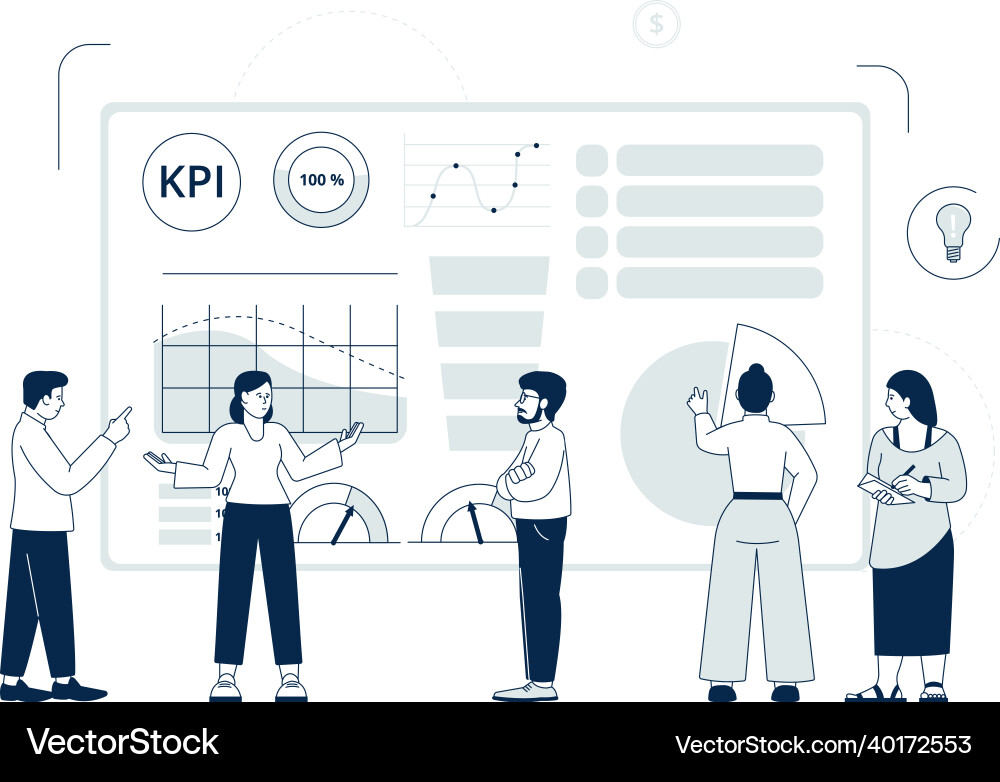 Kpi concept data app project digital analysis Kpi concept data app project digital analysis vector image