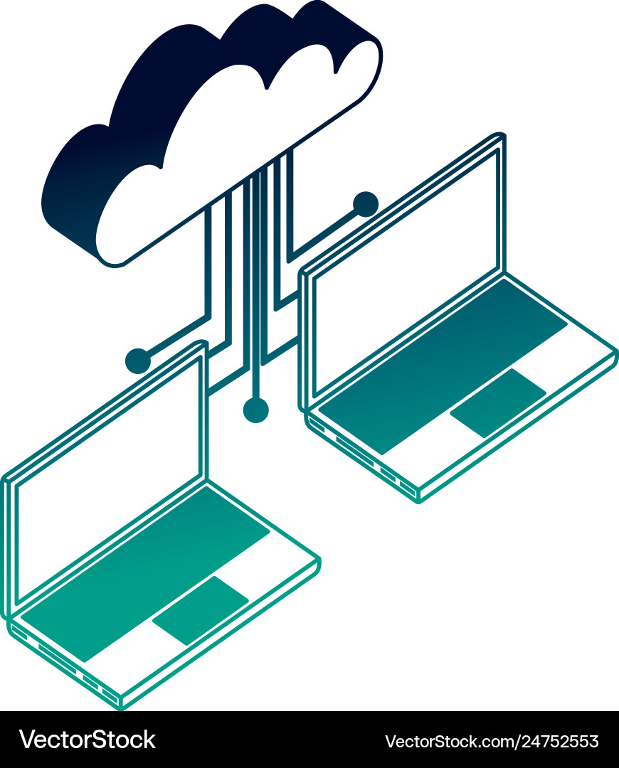 Laptop computer with cloud computing Laptop computer with cloud computing vector image