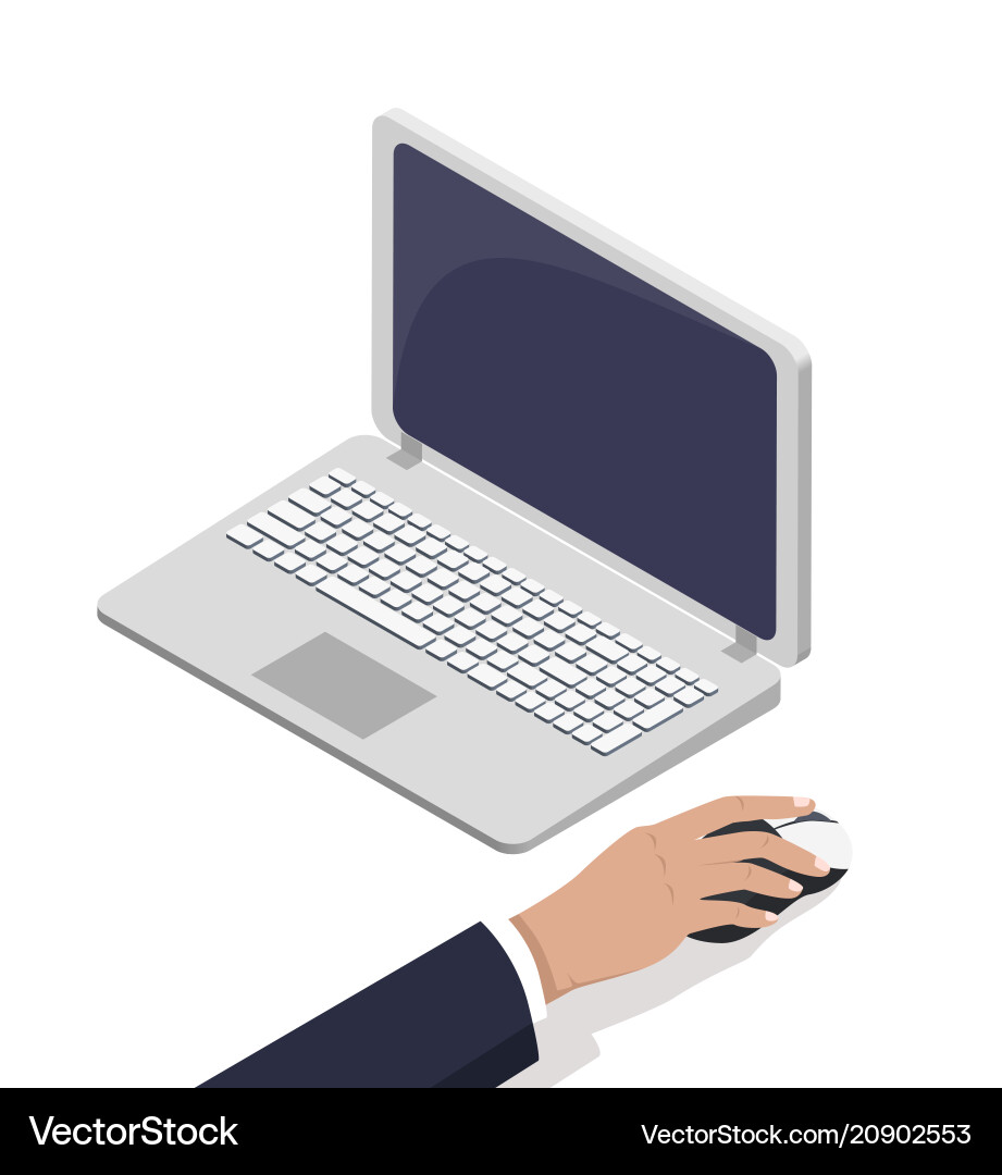 Man Using Laptop and Mouse vector image