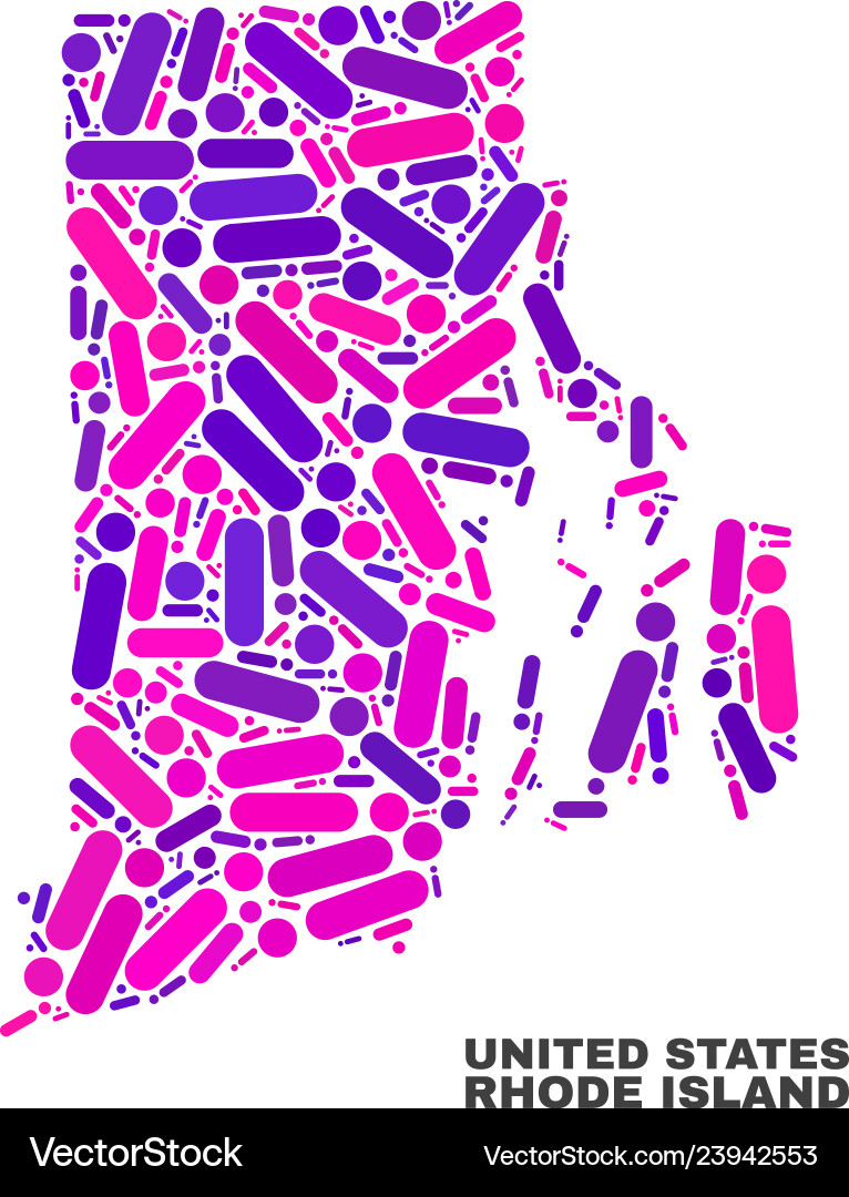 Mosaic rhode island state map of dots and lines Mosaic rhode island state map of dots and lines vector image