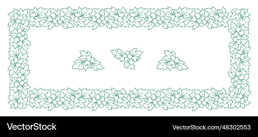 Ribes line pattern rectangular frame ornament vector image