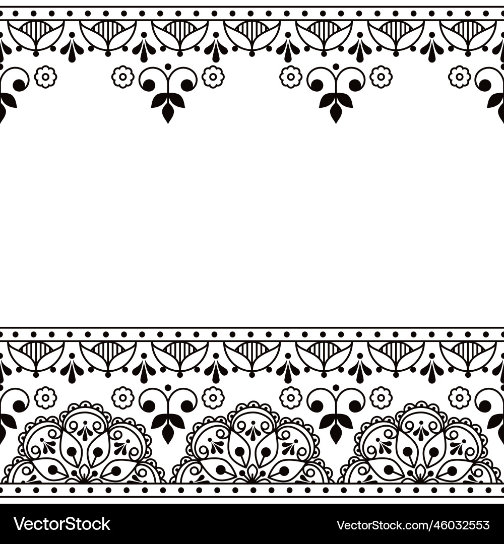 Scandinavian folk art outline greeting card Vector Image