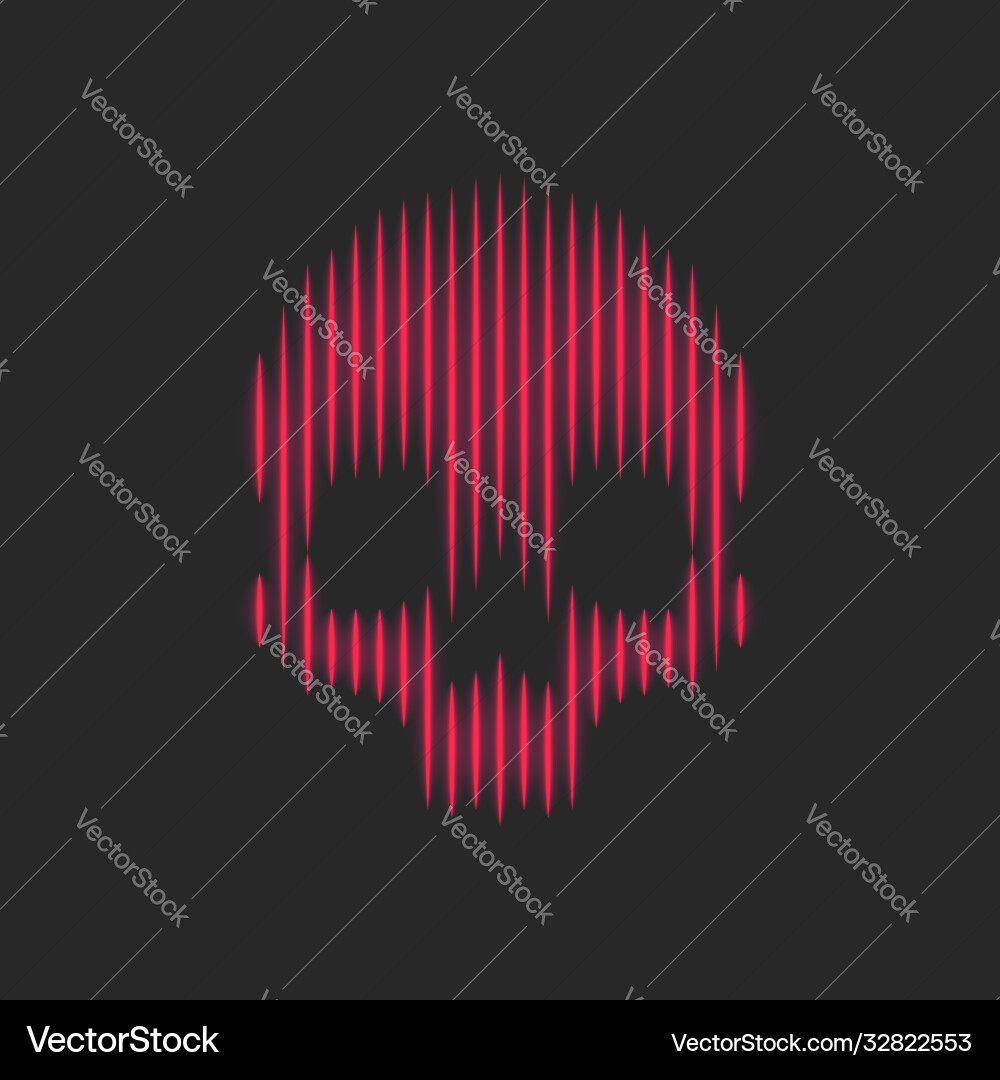Skull glowing symbol red neon thin lines artwork Skull glowing symbol red neon thin lines artwork vector image