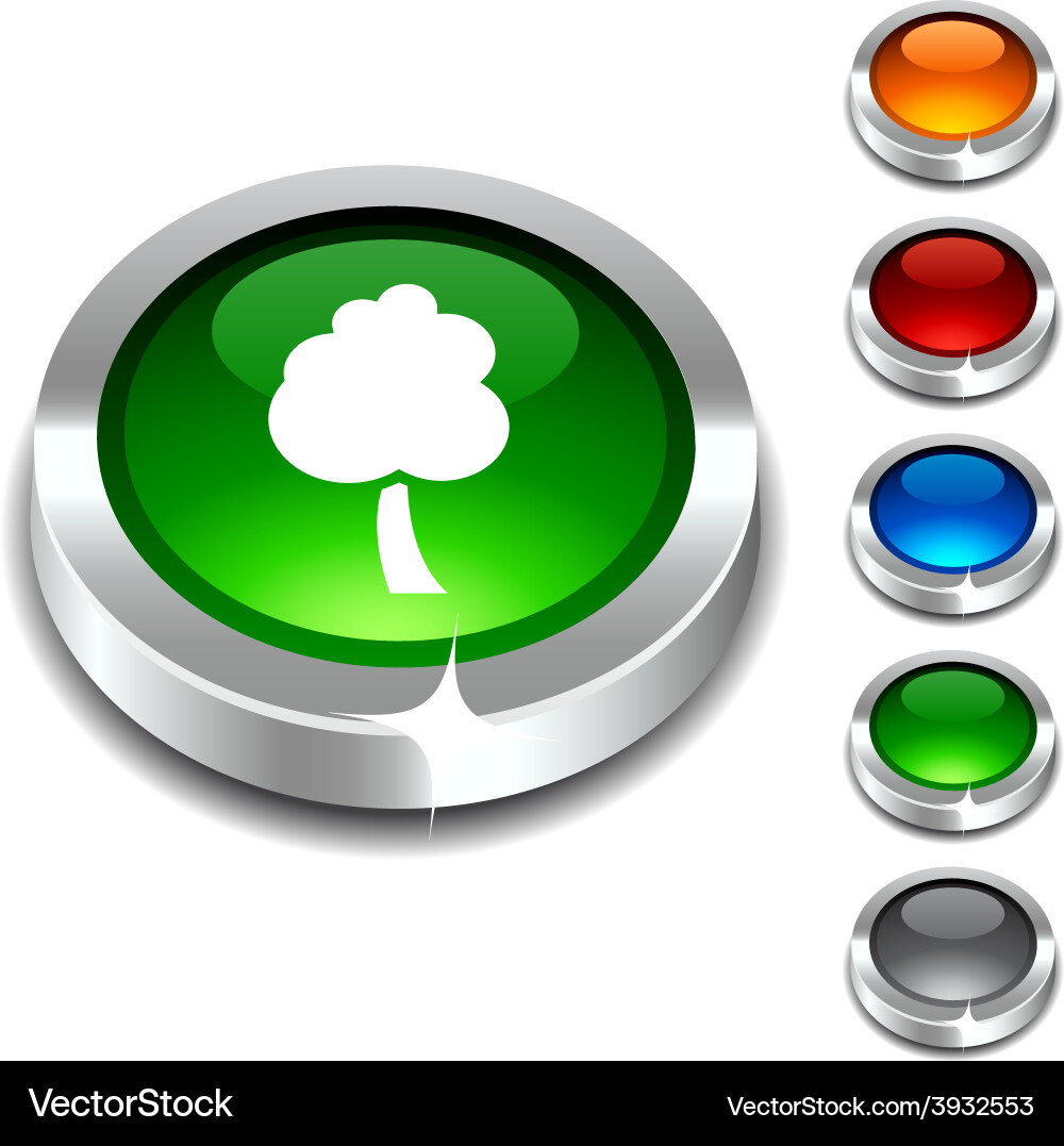 Tree 3d button Vector Image
