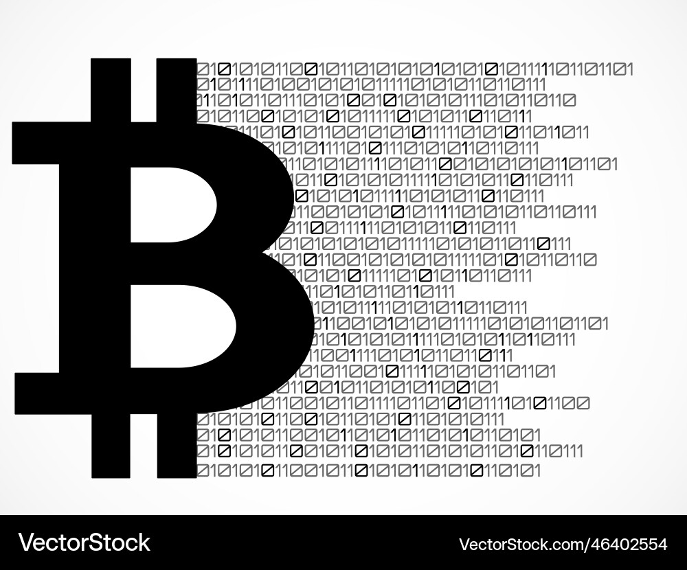 Bitcoin consisting of binary code technology logo Bitcoin consisting of binary code technology logo vector image