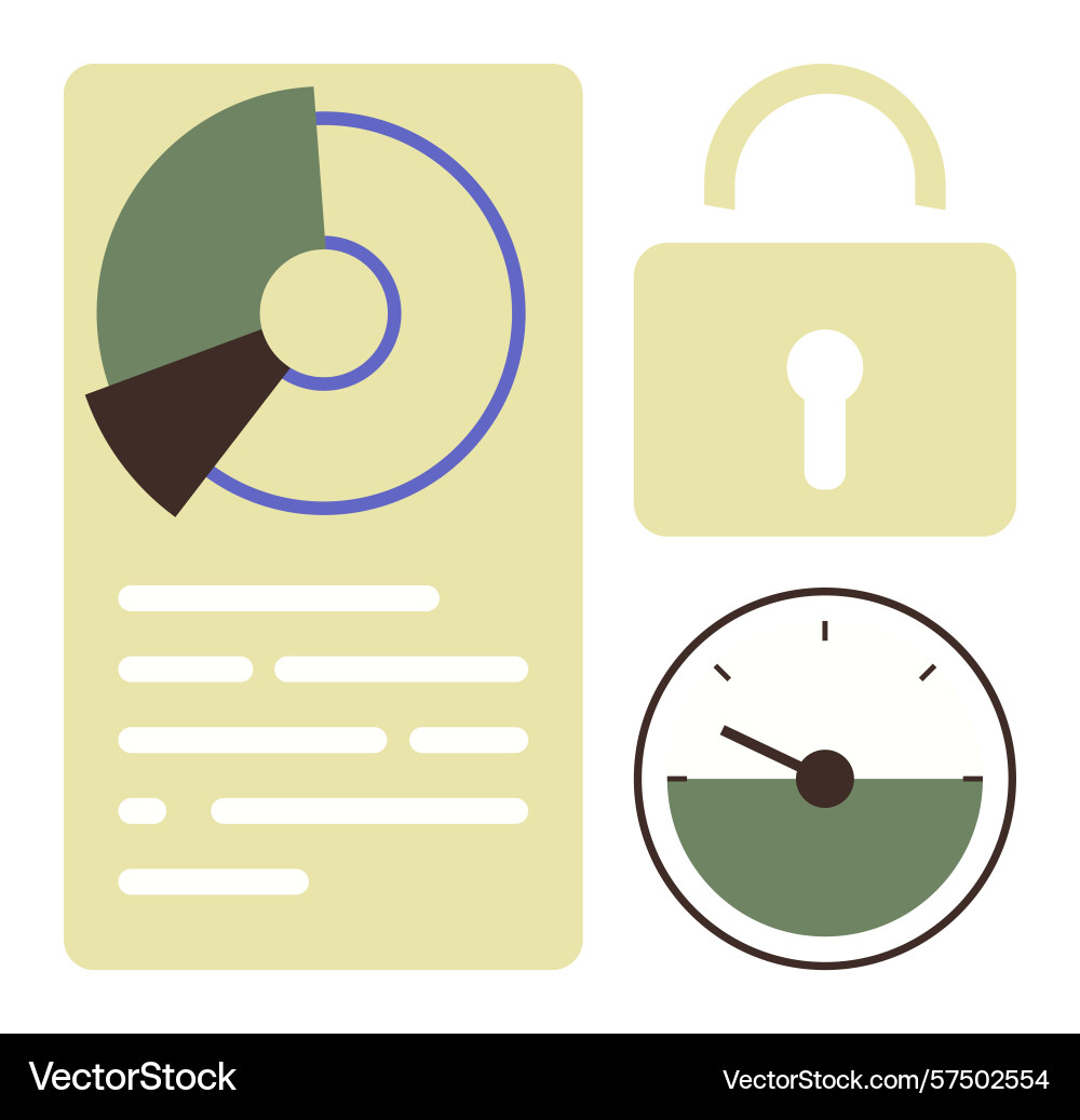 Data security concept with chart lock and meter vector image