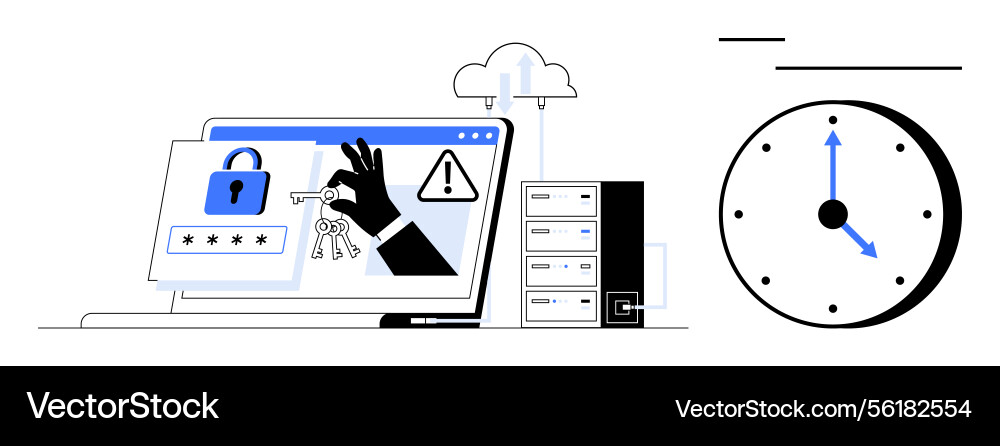 Data security concept with hacking alert digital Vector Image