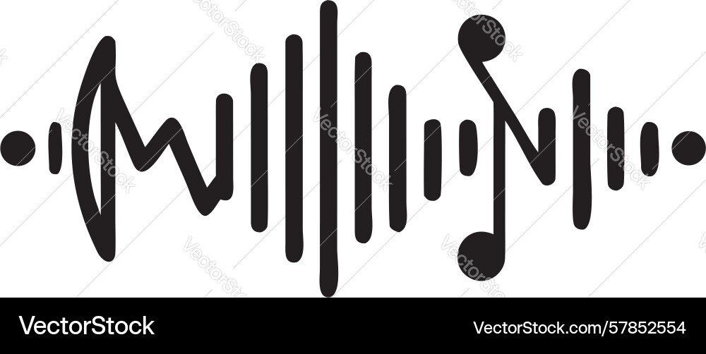 Dynamic audio waveform with musical note blending Vector Image