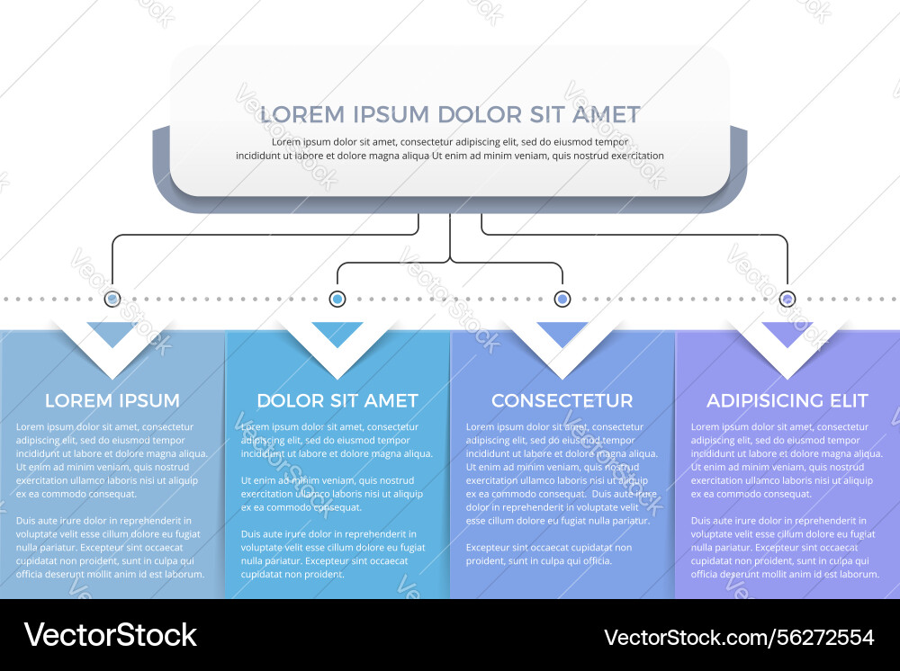 Flow chart with 4 elements Flow chart with 4 elements Vector Image