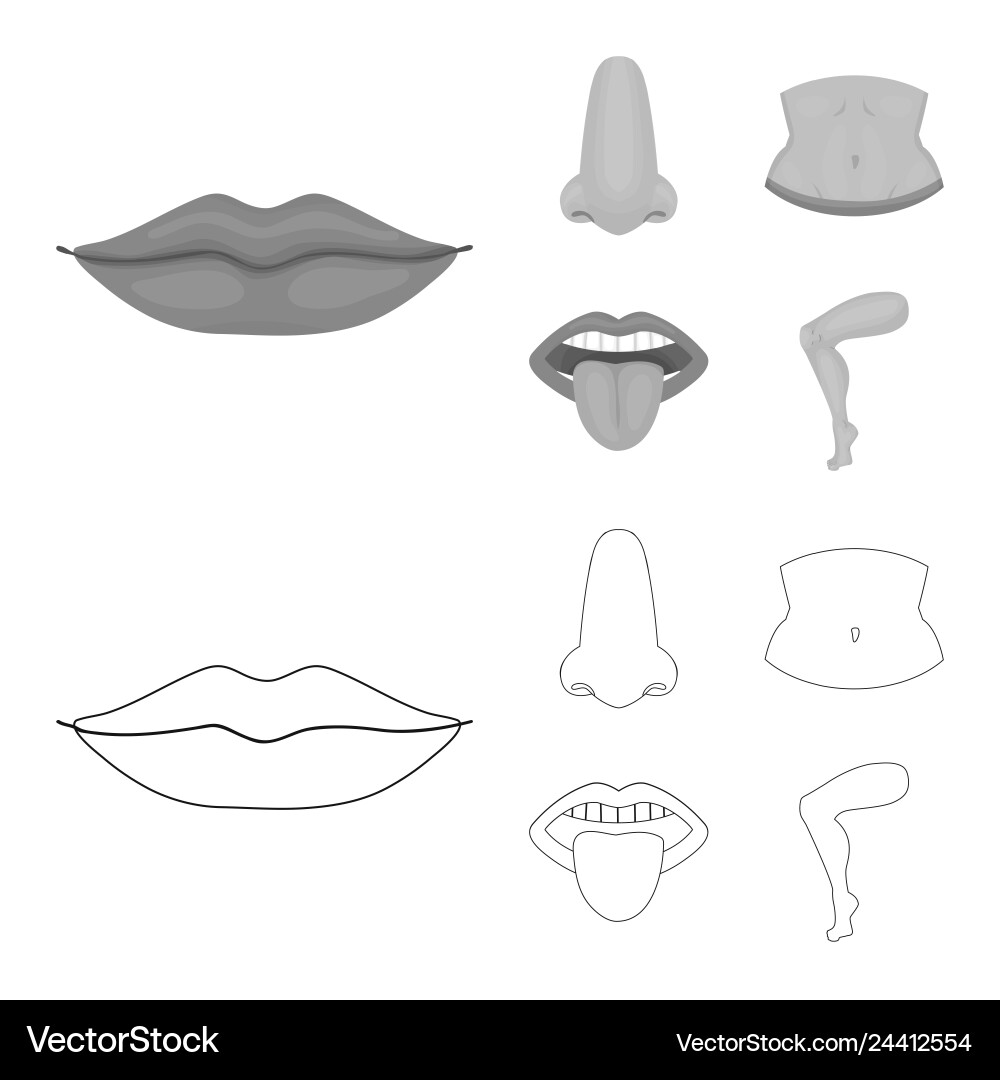 Isolated object of body and part logo collection Isolated object of body and part logo collection Vector Image