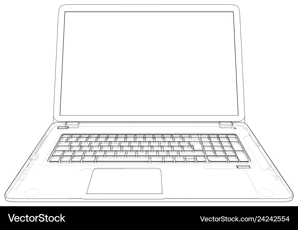 Laptop line view notebook created Laptop line view notebook created vector image