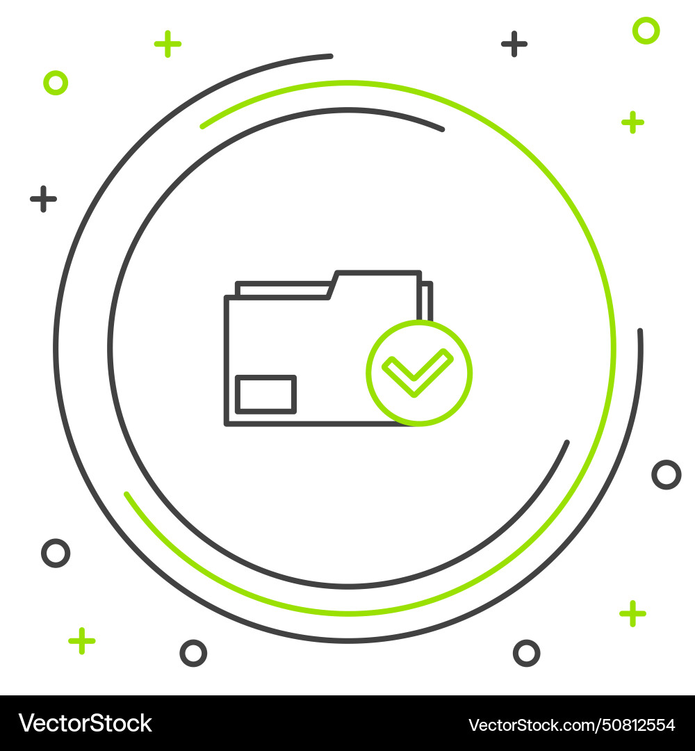 Line document folder and check mark icon isolated Line document folder and check mark icon isolated vector image