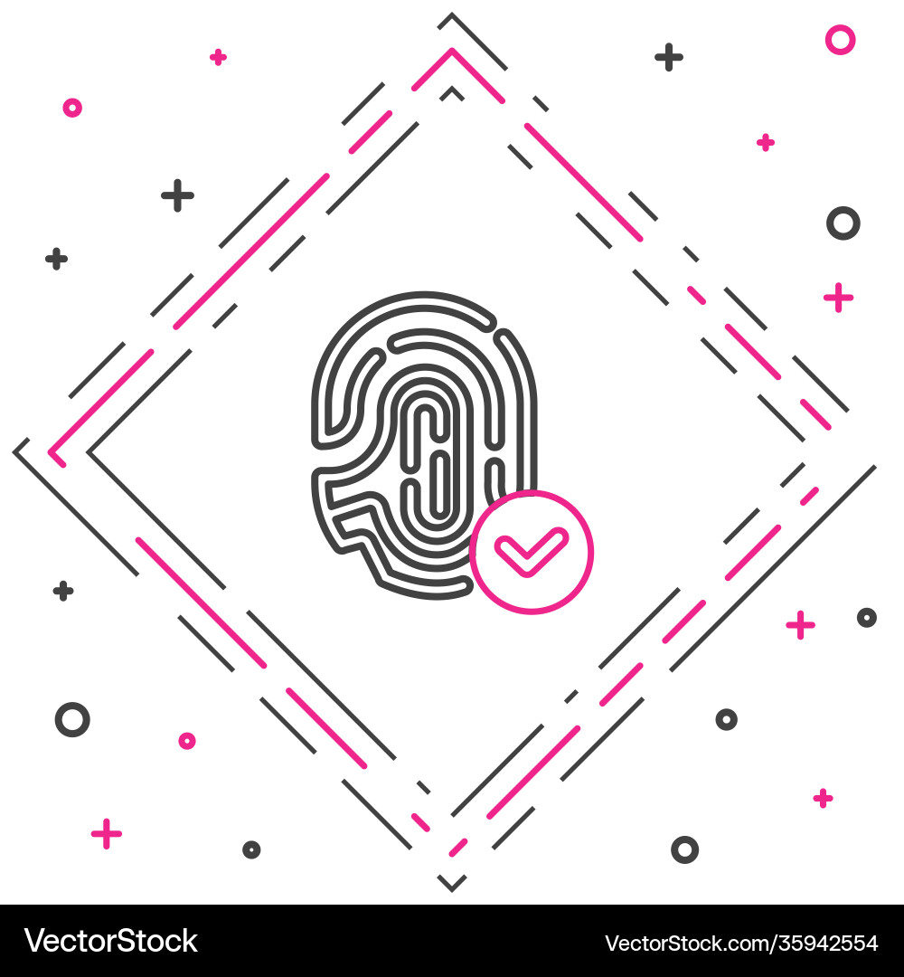 Line fingerprint with check mark icon isolated Line fingerprint with check mark icon isolated vector image