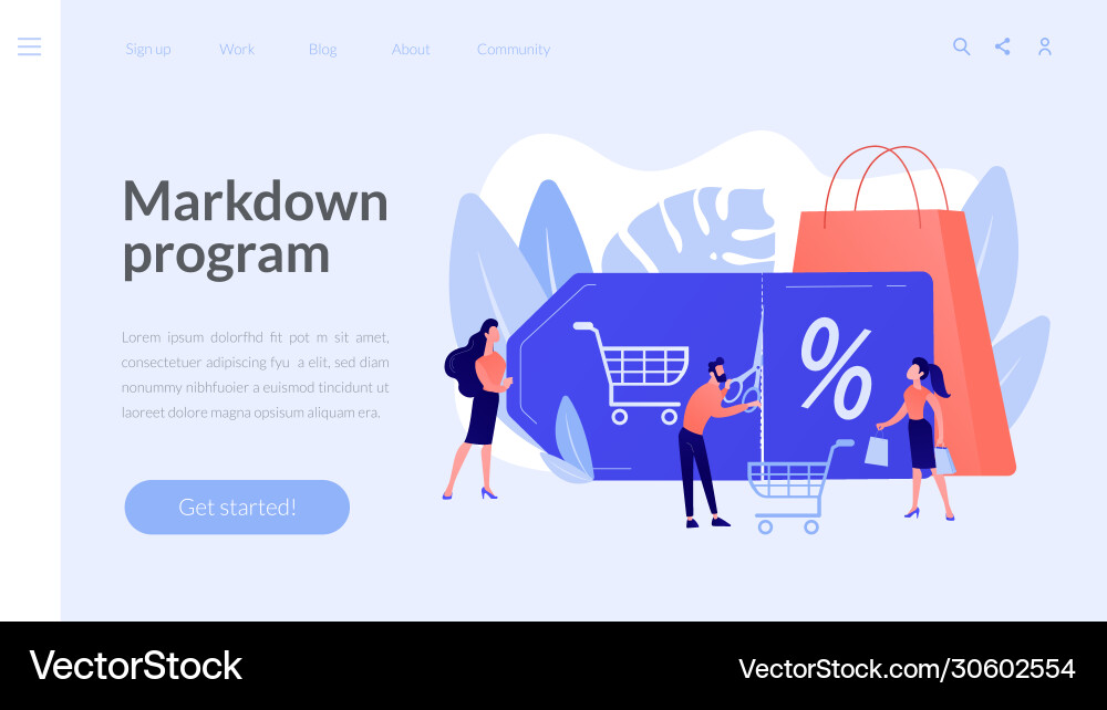 Markdown program concept landing page Markdown program concept landing page vector image