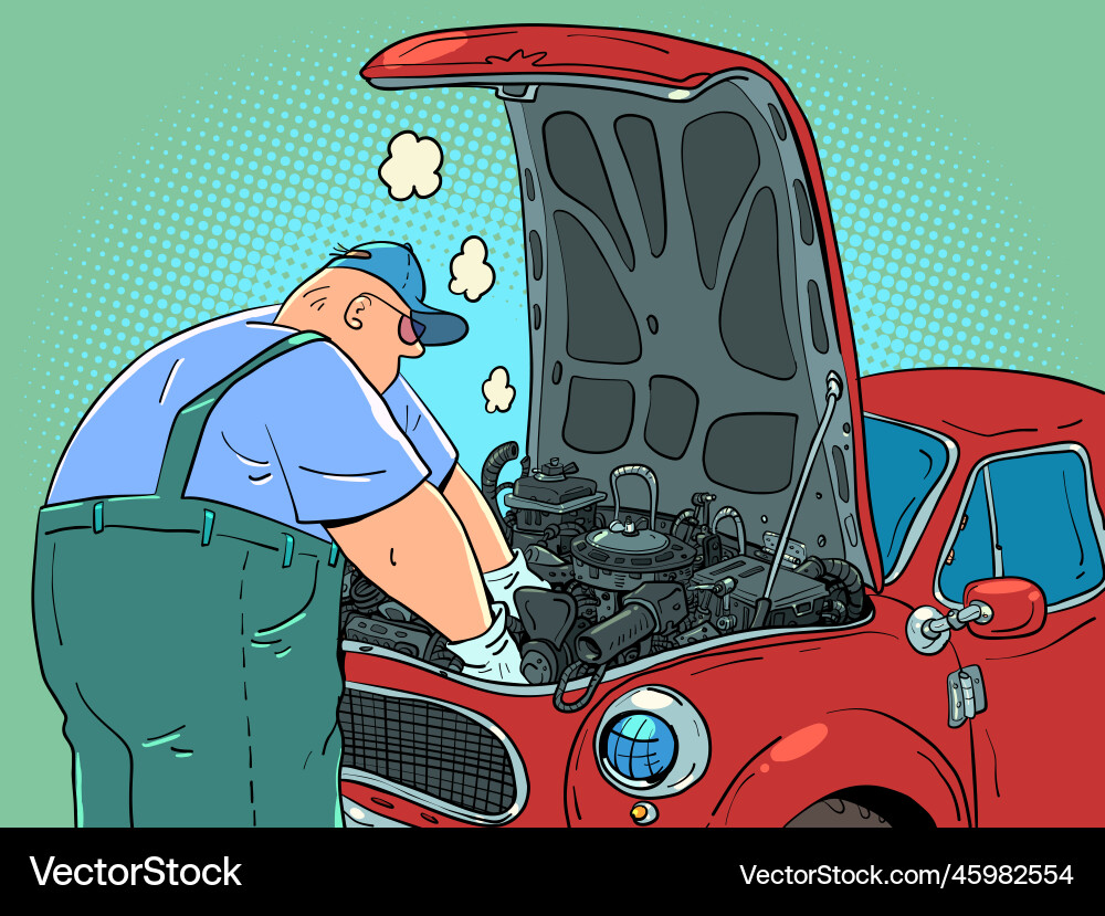 Mechanic Inspecting Car – Royalty-Free Vector | VectorStock, image size:1000x829