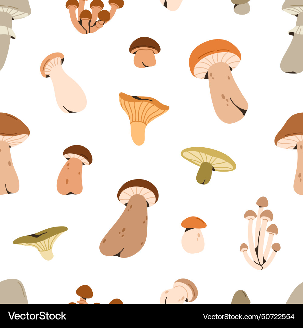 Mushrooms pattern seamless repeating print fall Mushrooms pattern seamless repeating print fall vector image