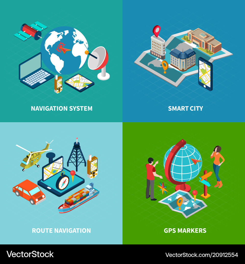 Navigation concept icons set Vector Image