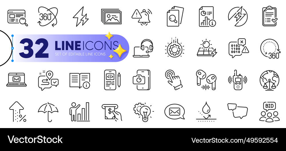 Outline set of cursor website search Vector Image