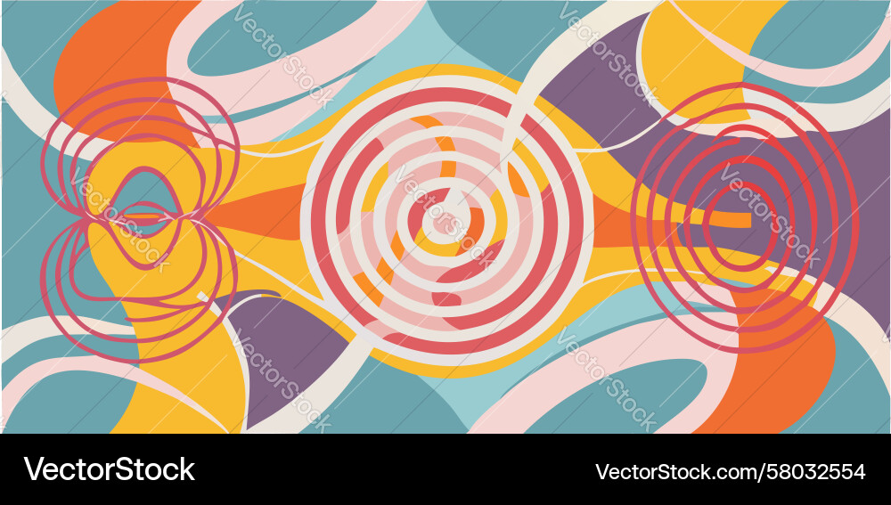 Retro Circles & Wave Pattern Vector Image