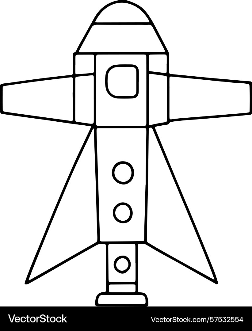 Rocket launch in minimal line art for science Vector Image