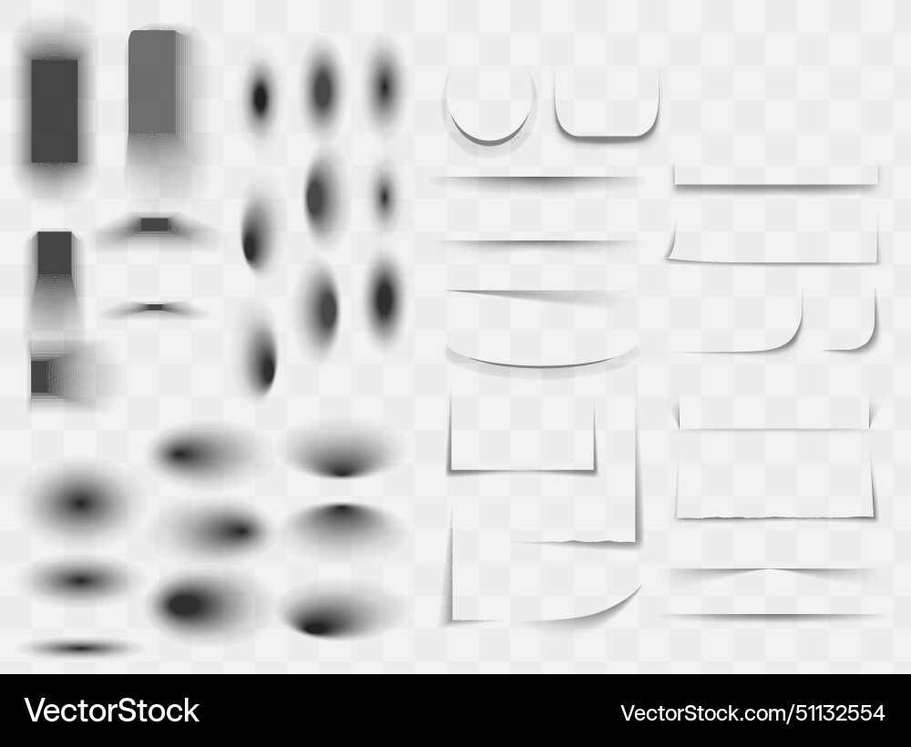 Shadows isolated set of round and square Shadows isolated set of round and square vector image