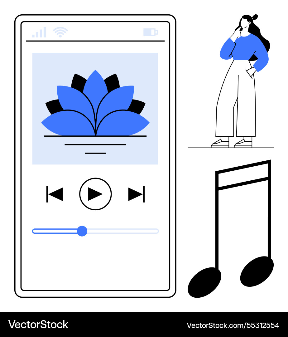Smartphone music player interface with abstract Smartphone music player interface with abstract vector image