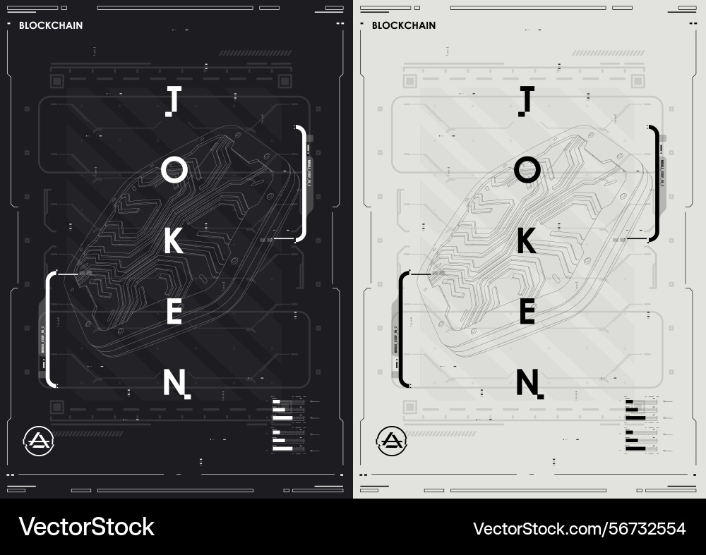 Tech abstract poster template with hud elements Tech abstract poster template with hud elements vector image