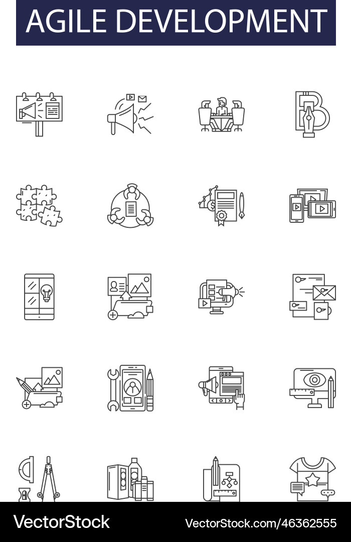 Agile development line icons and signs Agile development line icons and signs vector image