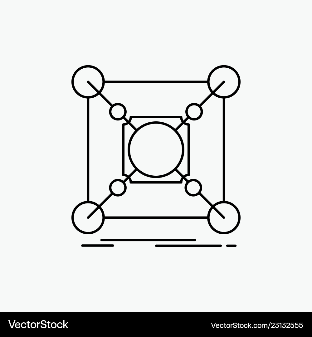 Base center connection data hub line icon isolated Base center connection data hub line icon isolated vector image