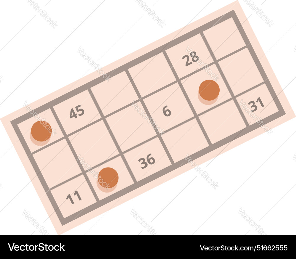 Bingo card showing random numbers with red markers Bingo card showing random numbers with red markers vector image