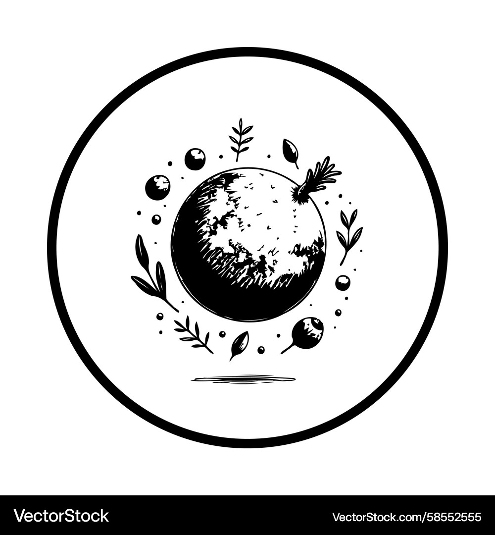 Celestial Sphere with Botanical Elements Vector Image