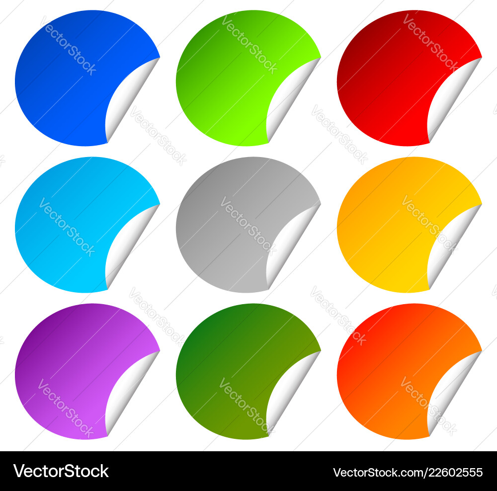 Colorful peeling stickers on white with blank Vector Image