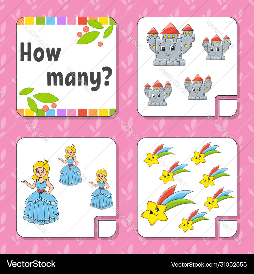 Counting game for children happy characters Counting game for children happy characters vector image