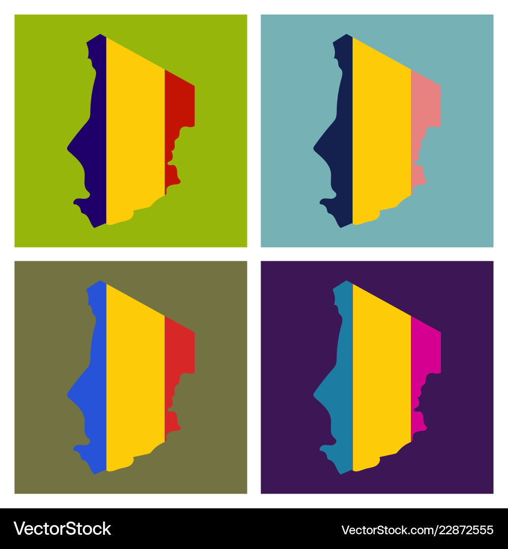 Detailed of a map chad with flag eps10 Vector Image