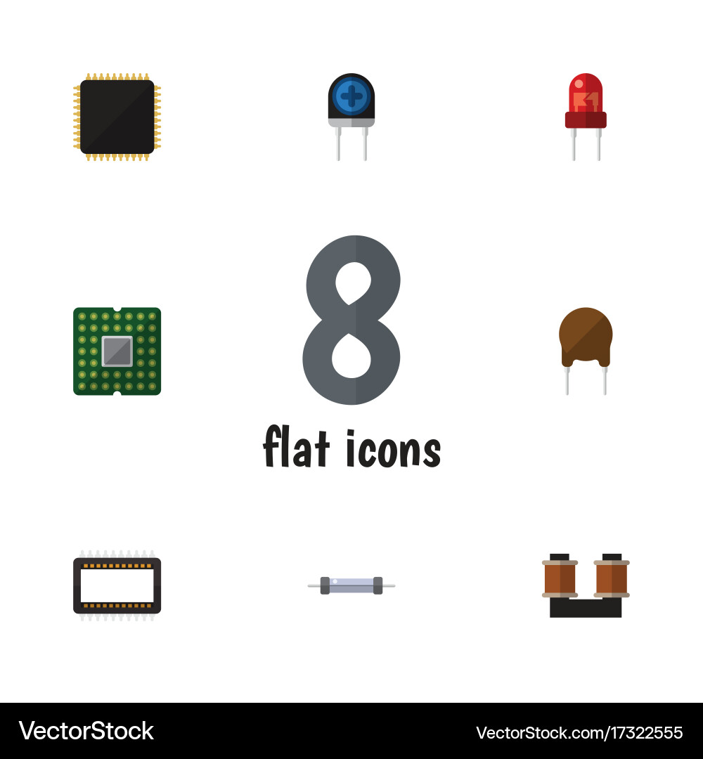 Flat icon technology set of triode cpu Vector Image