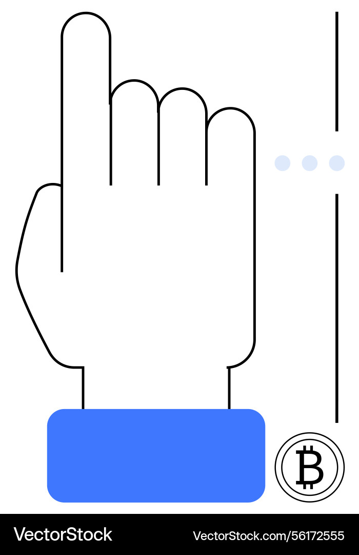 Hand gesture scrolling with bitcoin symbol Hand gesture scrolling with bitcoin symbol vector image