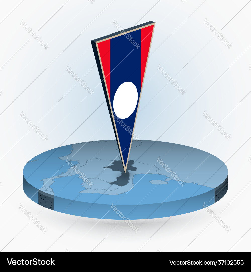 Laos map in round isometric style with triangular Laos map in round isometric style with triangular vector image