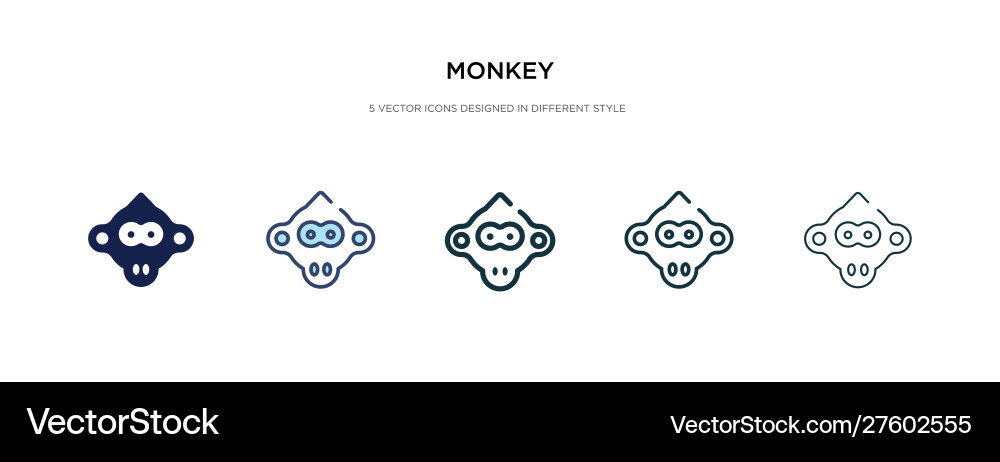 Monkey icon in different style two colored Vector Image