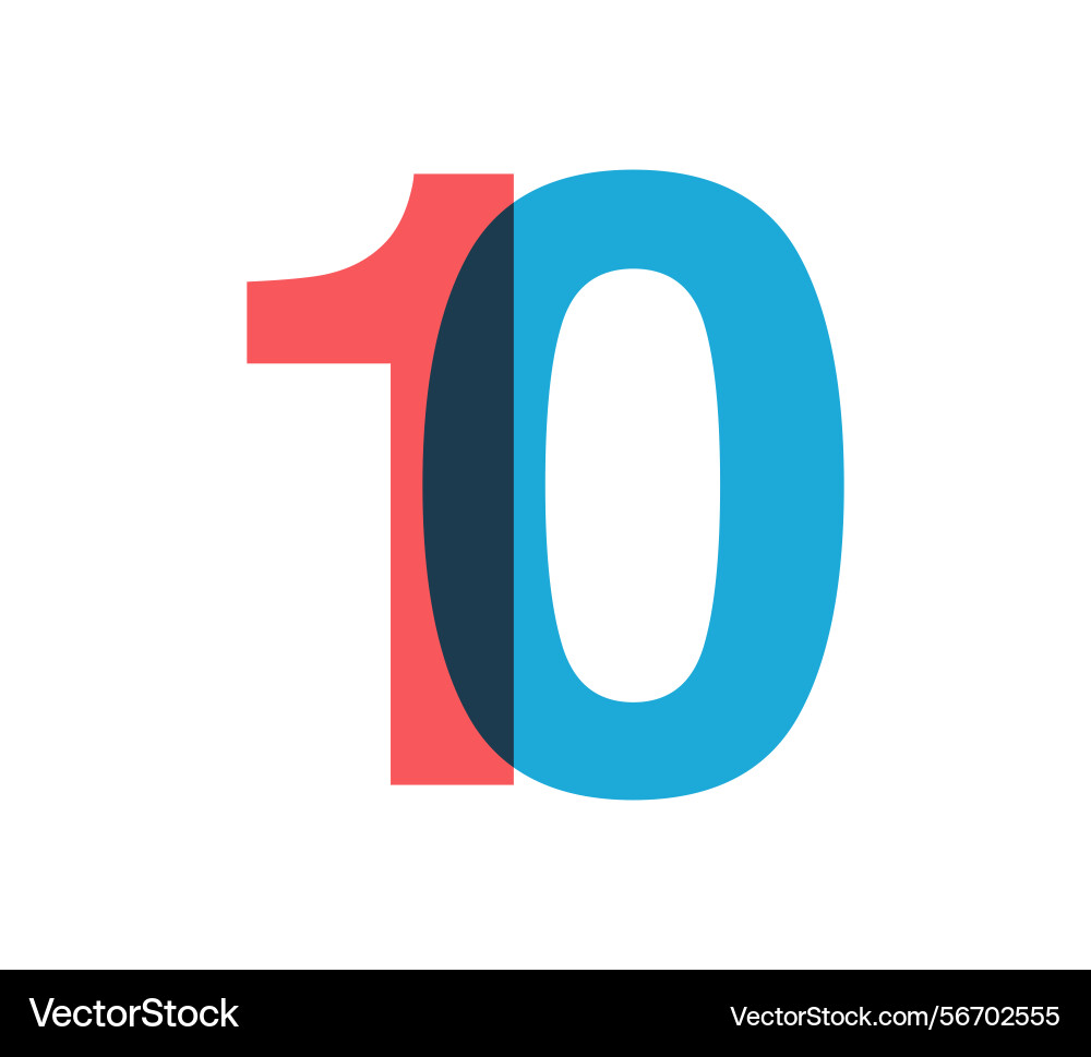 Overlapping red and blue 10 digits Overlapping red and blue 10 digits vector image