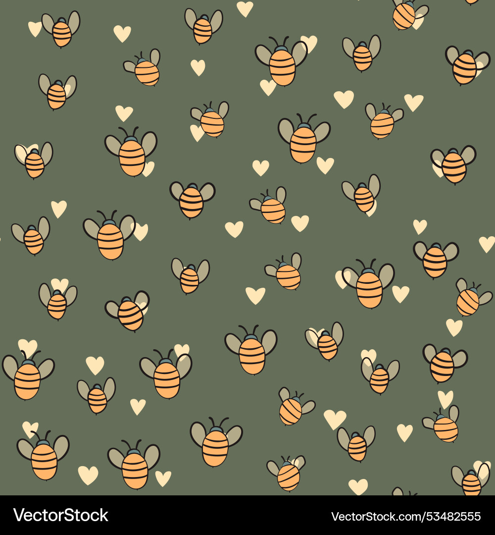 Seamless pattern with bees on color background Seamless pattern with bees on color background Vector Image